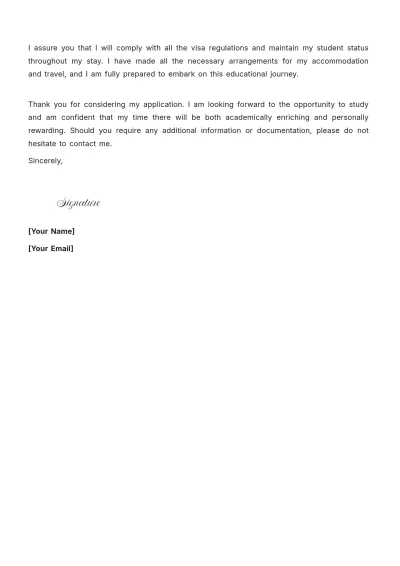 Free Student Visa Cover Letter to Edit Online