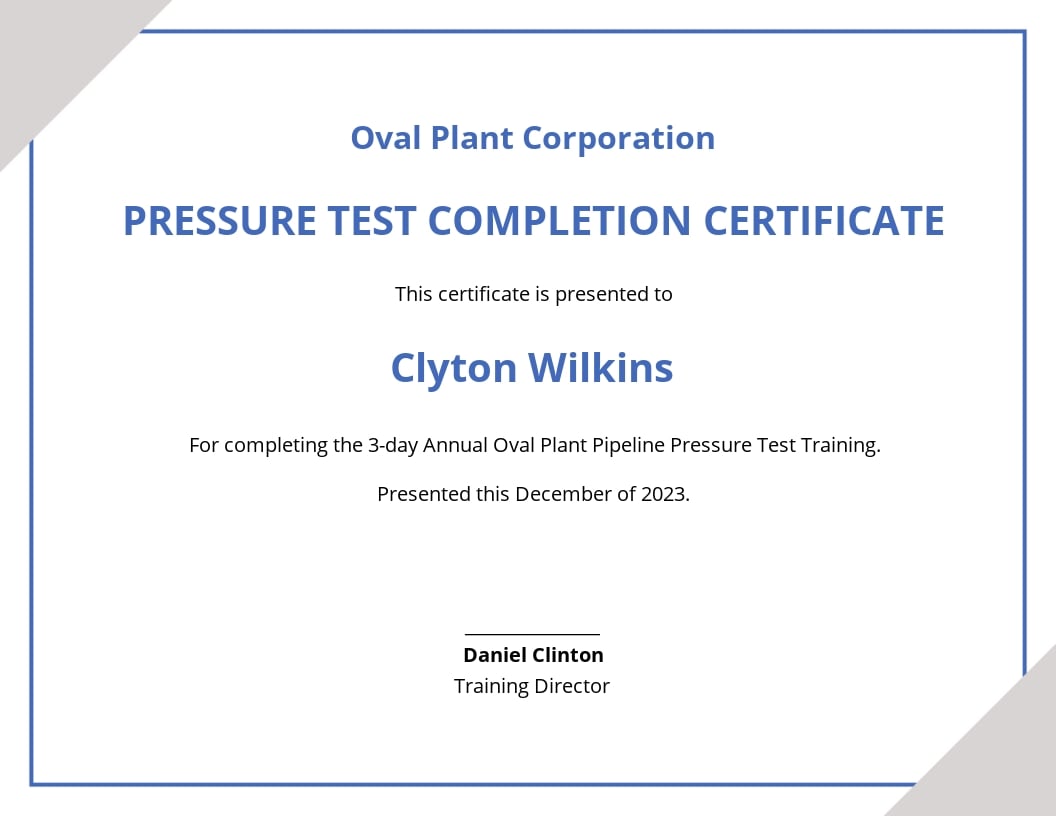 Pressure Test Certificate Template - Illustrator, Word, Apple Within Hydrostatic Pressure Test Report Template