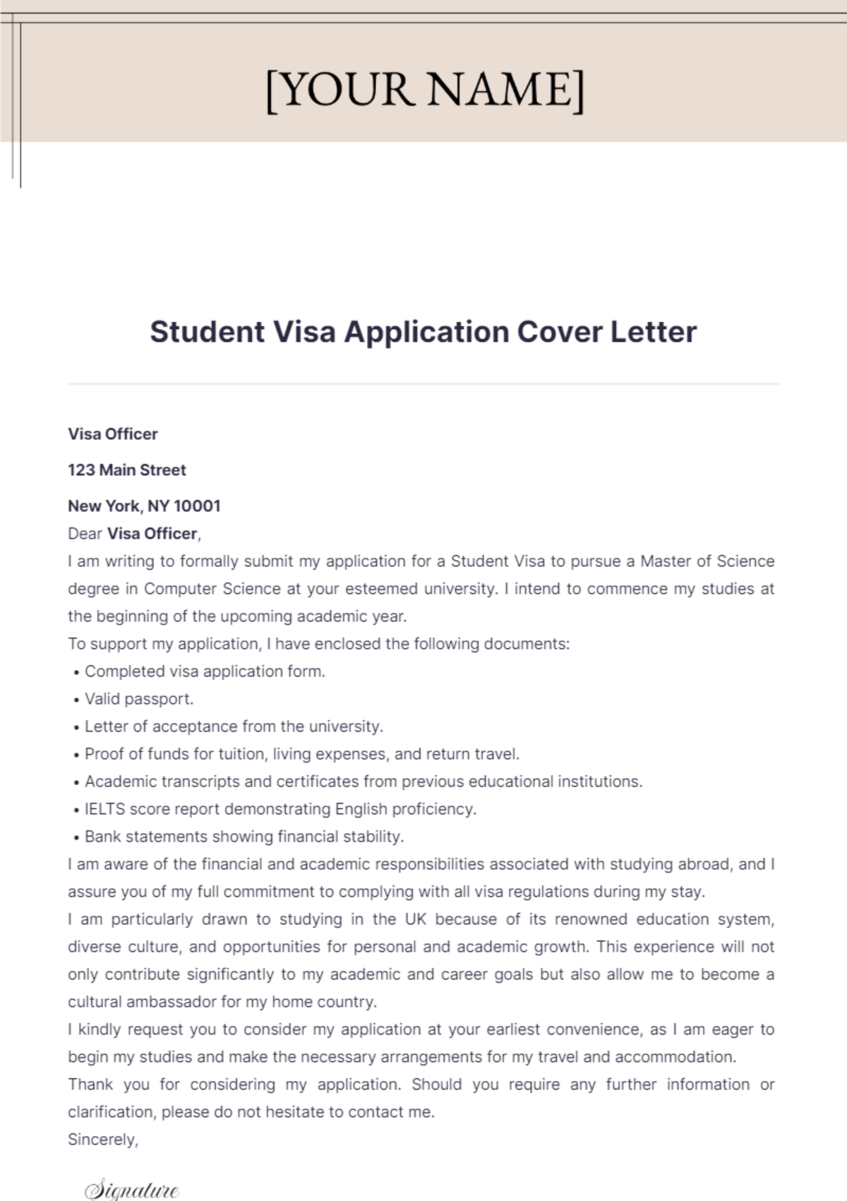 Student Visa Application Cover Letter - Edit Online & Download