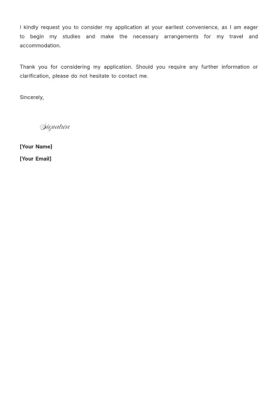 Free Student Visa Application Cover Letter to Edit Online