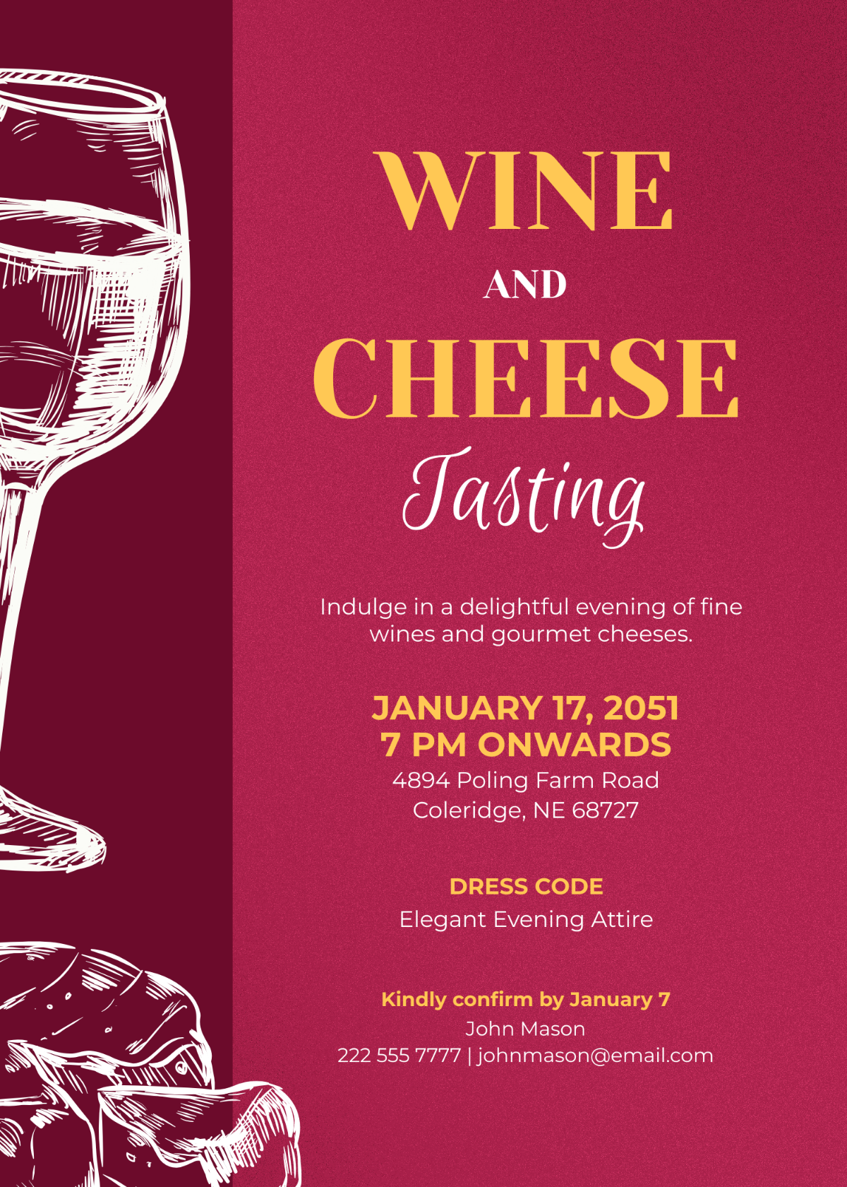 Wine and Cheese Tasting Invitation