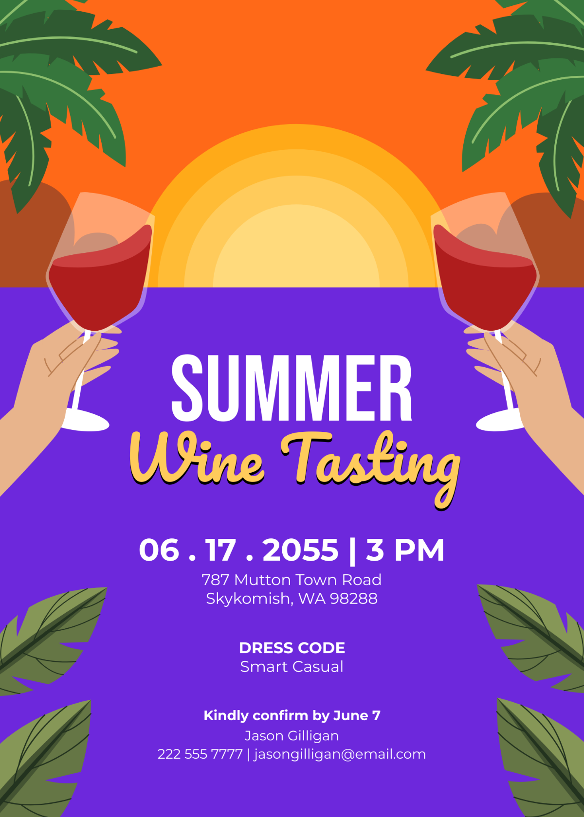 Summer Wine Tasting Party Invitation Template - Edit Online & Download