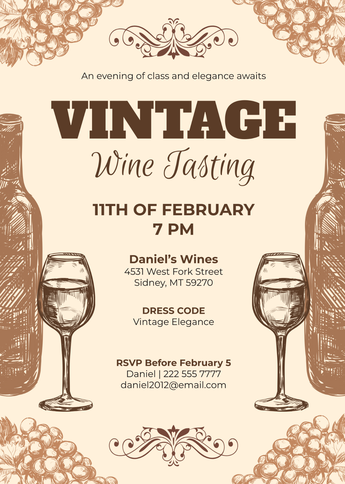 Vintage Wine Tasting Invitation Template - Edit Online & Download