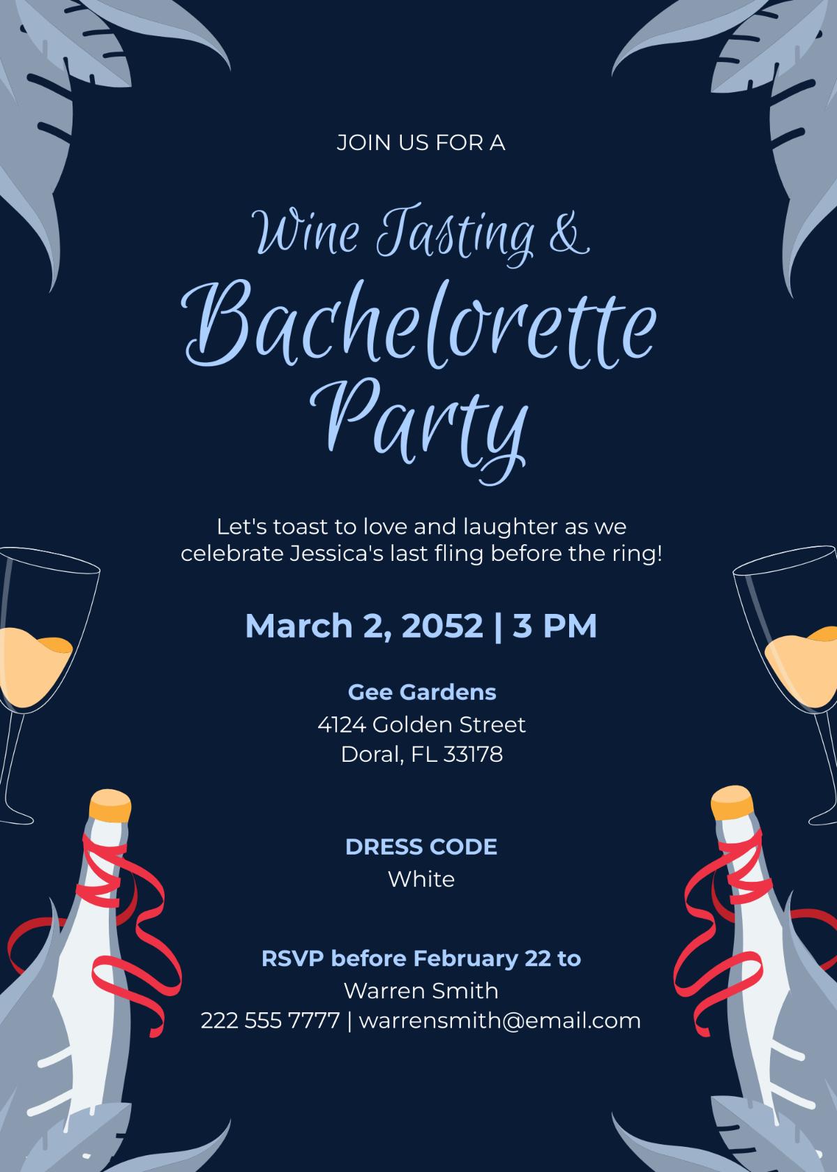 Wine Tasting Bachelorette Party Invitation Template - Edit Online & Download