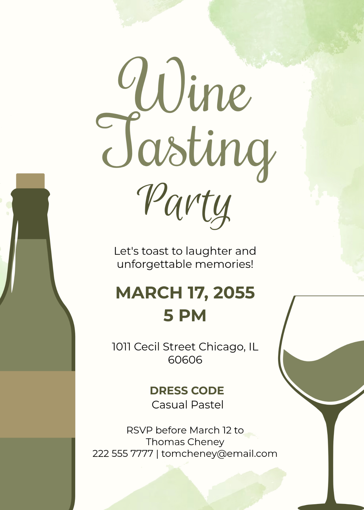 Watercolored Wine Tasting Invitation