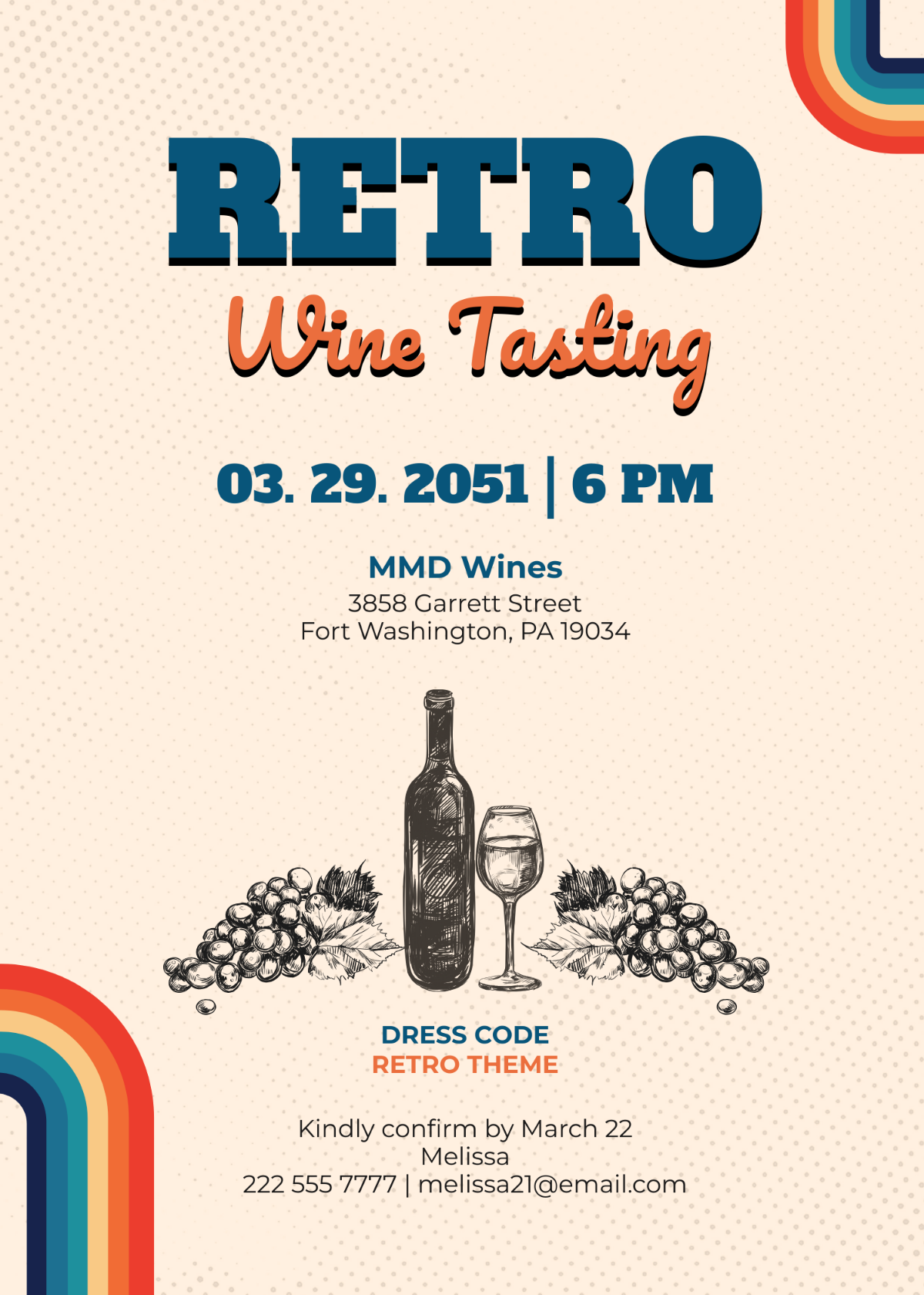 Retro Wine Tasting Invitation Template - Edit Online & Download