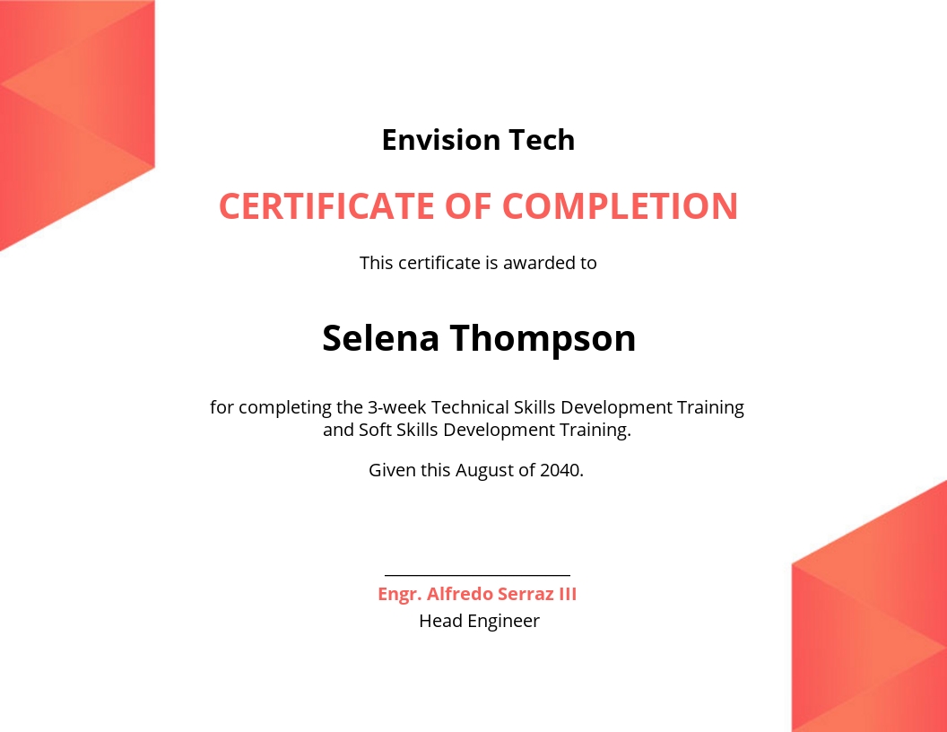 Certificate of Completion Template - Google Docs, Illustrator, Word, Apple Pages, PSD