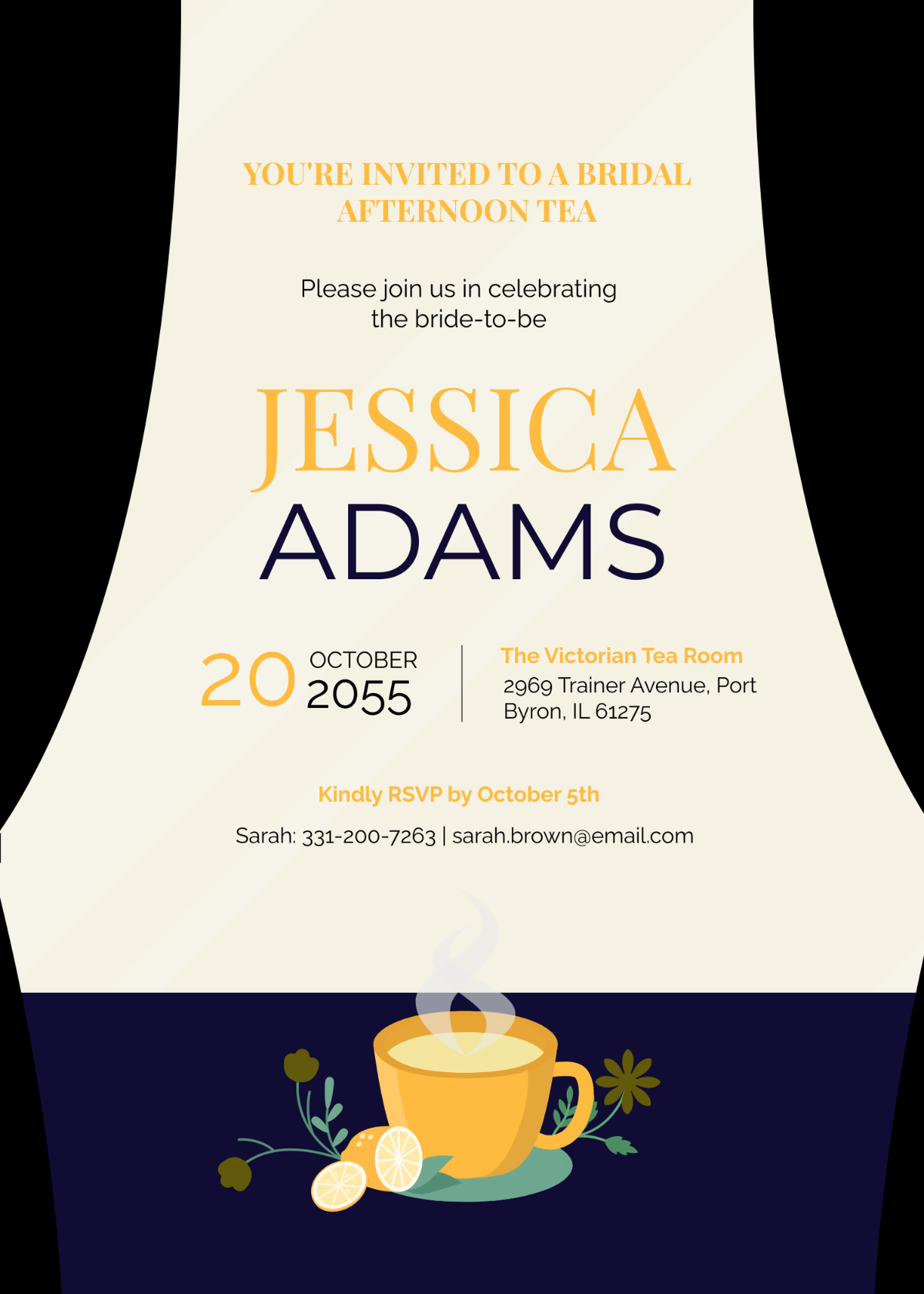 Free Bridal Afternoon Tea Invitation Template - Edit Online & Download ...