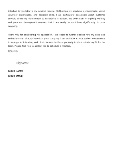 Free First Job Cover Letter for High School Students to Edit Online