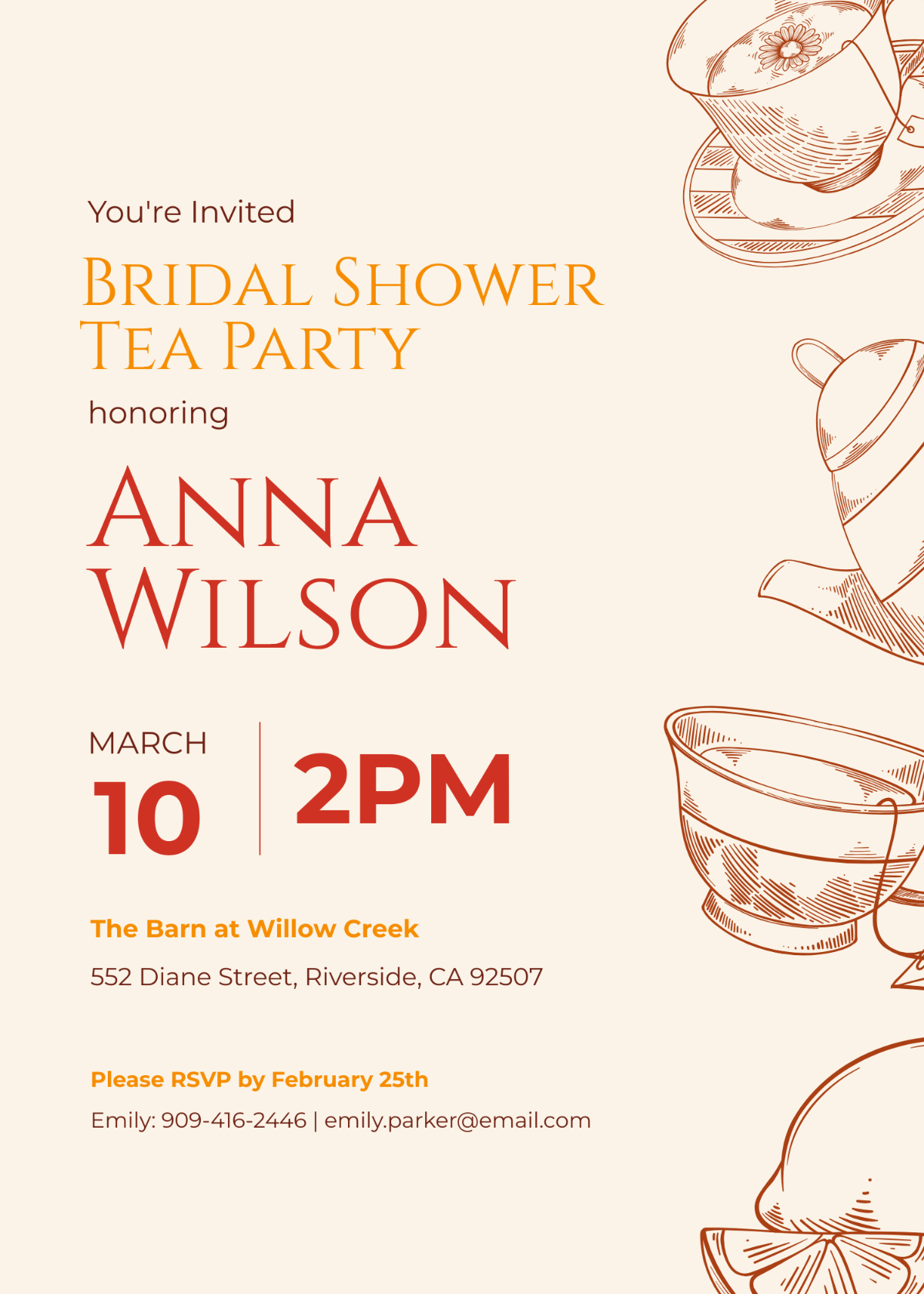 Rustic Bridal Tea Invitation