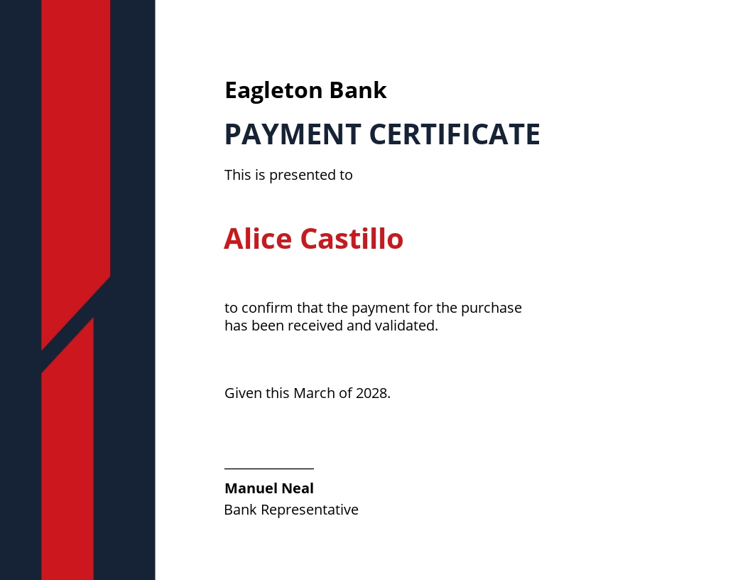 Certificate Of Payment Template 4184