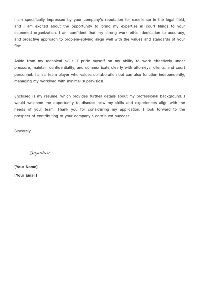 Free Court Filings Paralegal Cover Letter to Edit Online