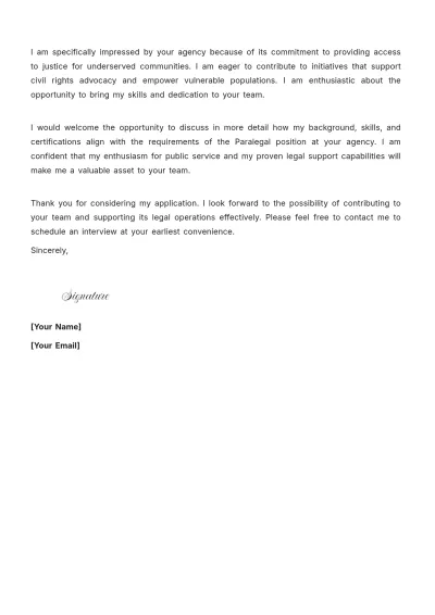 Free Government Paralegal Cover Letter to Edit Online