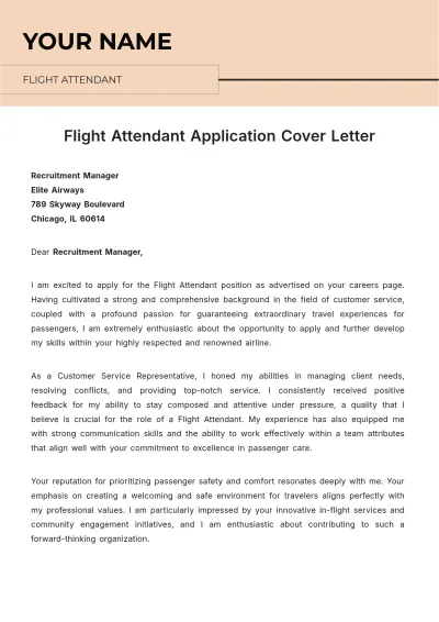 Free Flight Attendant Application Cover Letter to Edit Online
