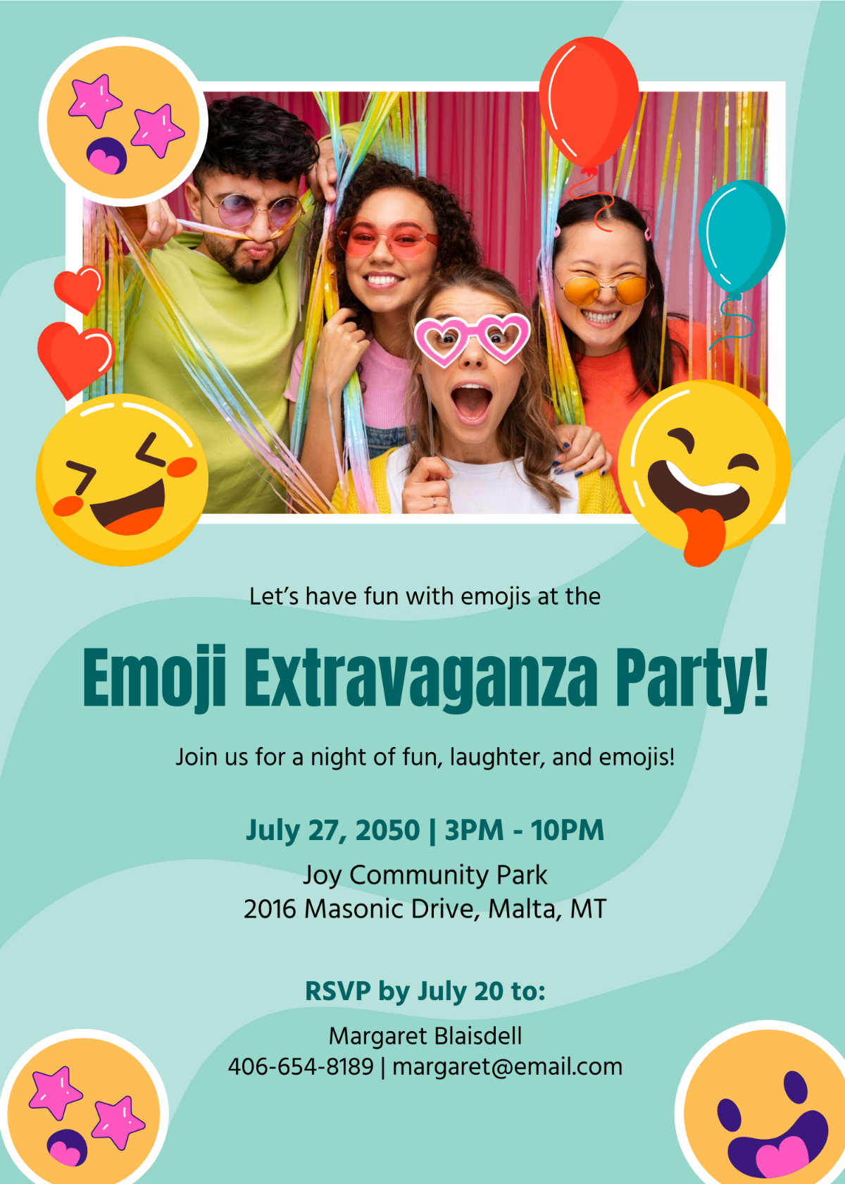 Photo Emoji Party Invitation