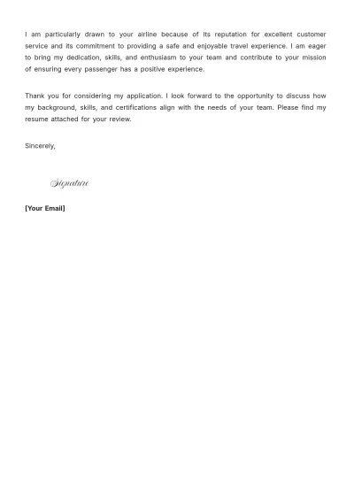 Free Flight Attendant Position Cover Letter to Edit Online
