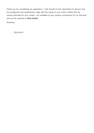 Free Flight Attendant Job Application Cover Letter to Edit Online