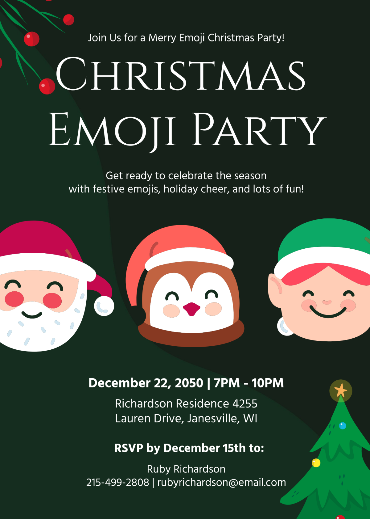 Christmas Emoji Party Invitation