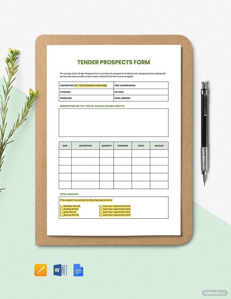 How To Use The Tender Document Template CLSA