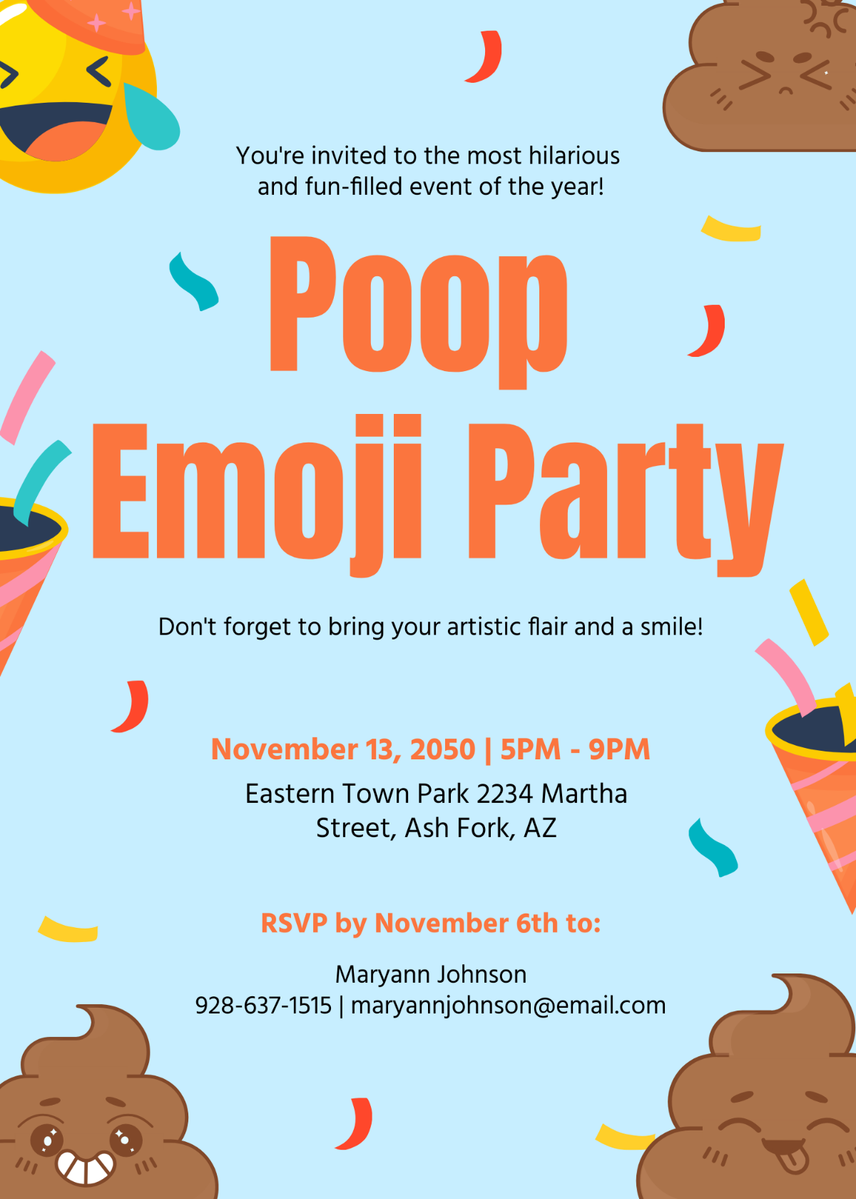 Poop Emoji Party Invitation