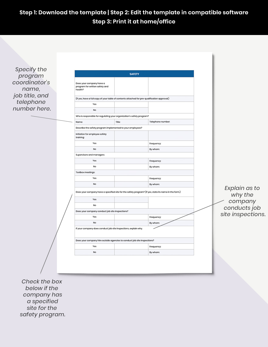 Safety Pre-Qualification Form Template