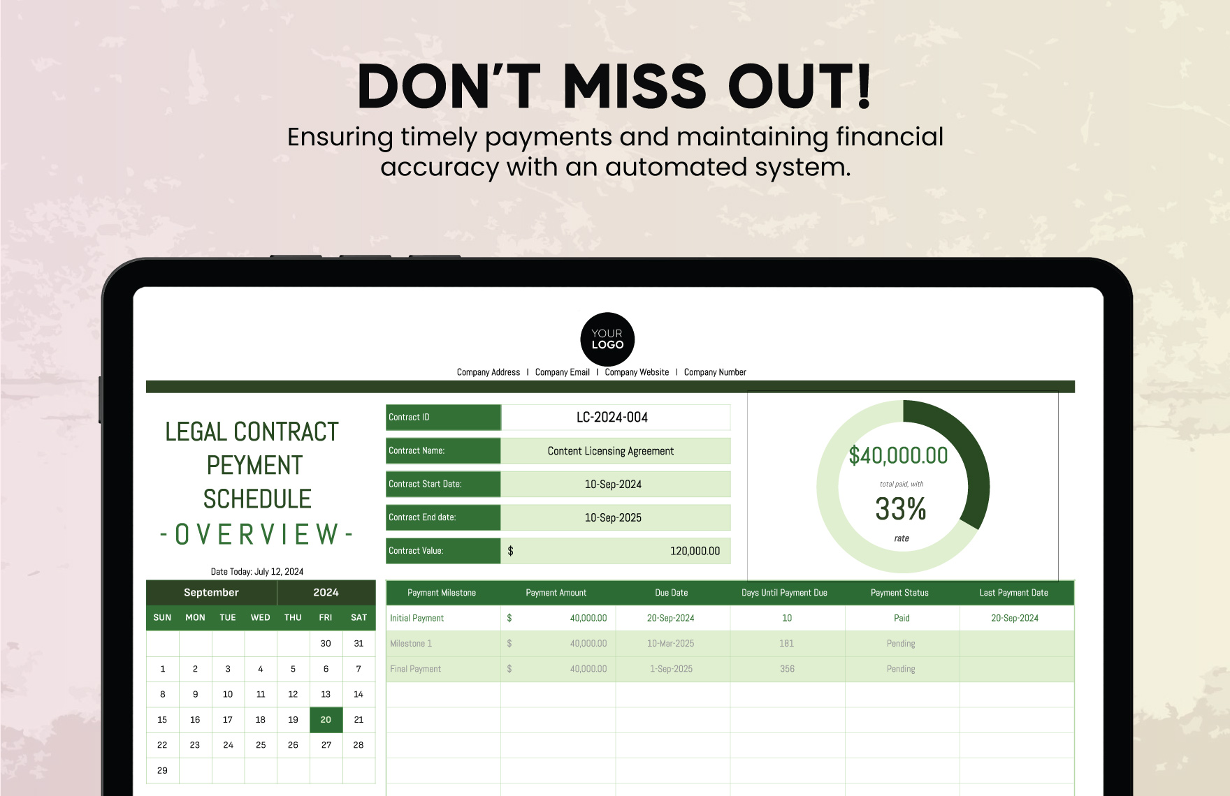 Legal Contract Payment Schedule Automation Template