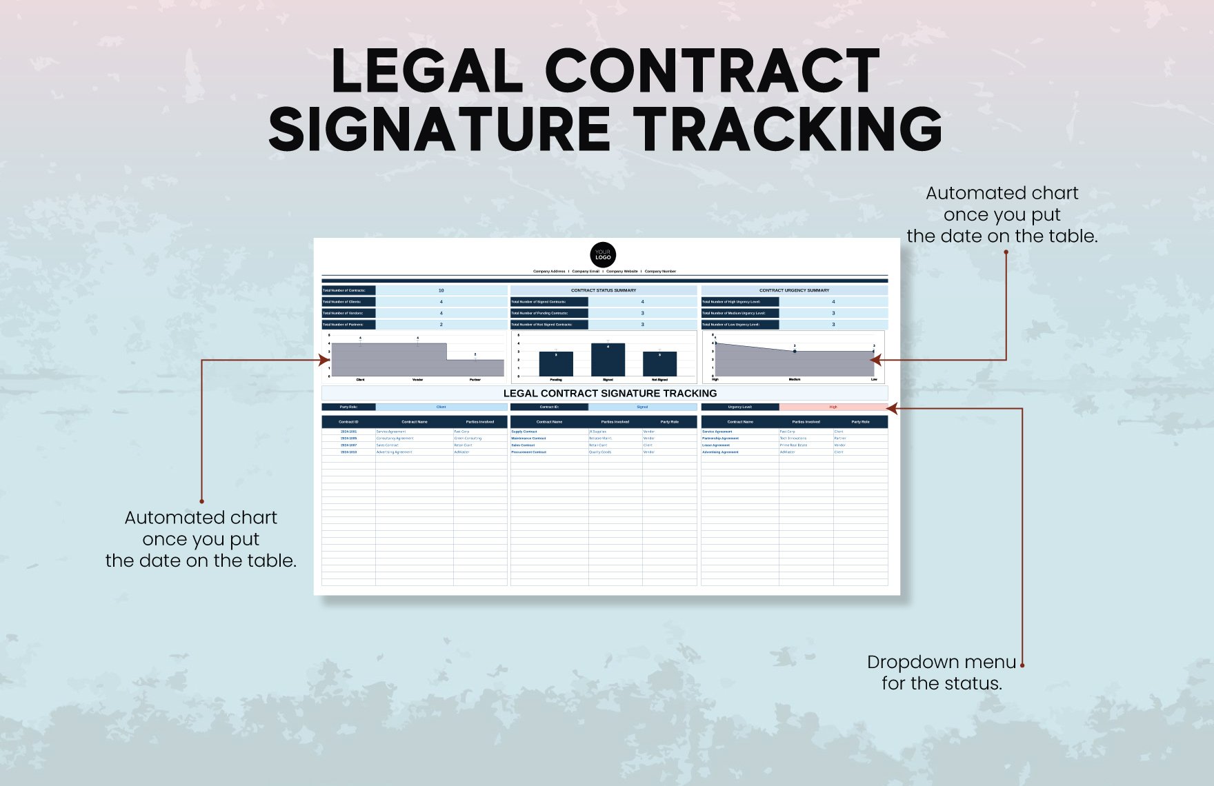 Legal Contract Signature Tracking Template