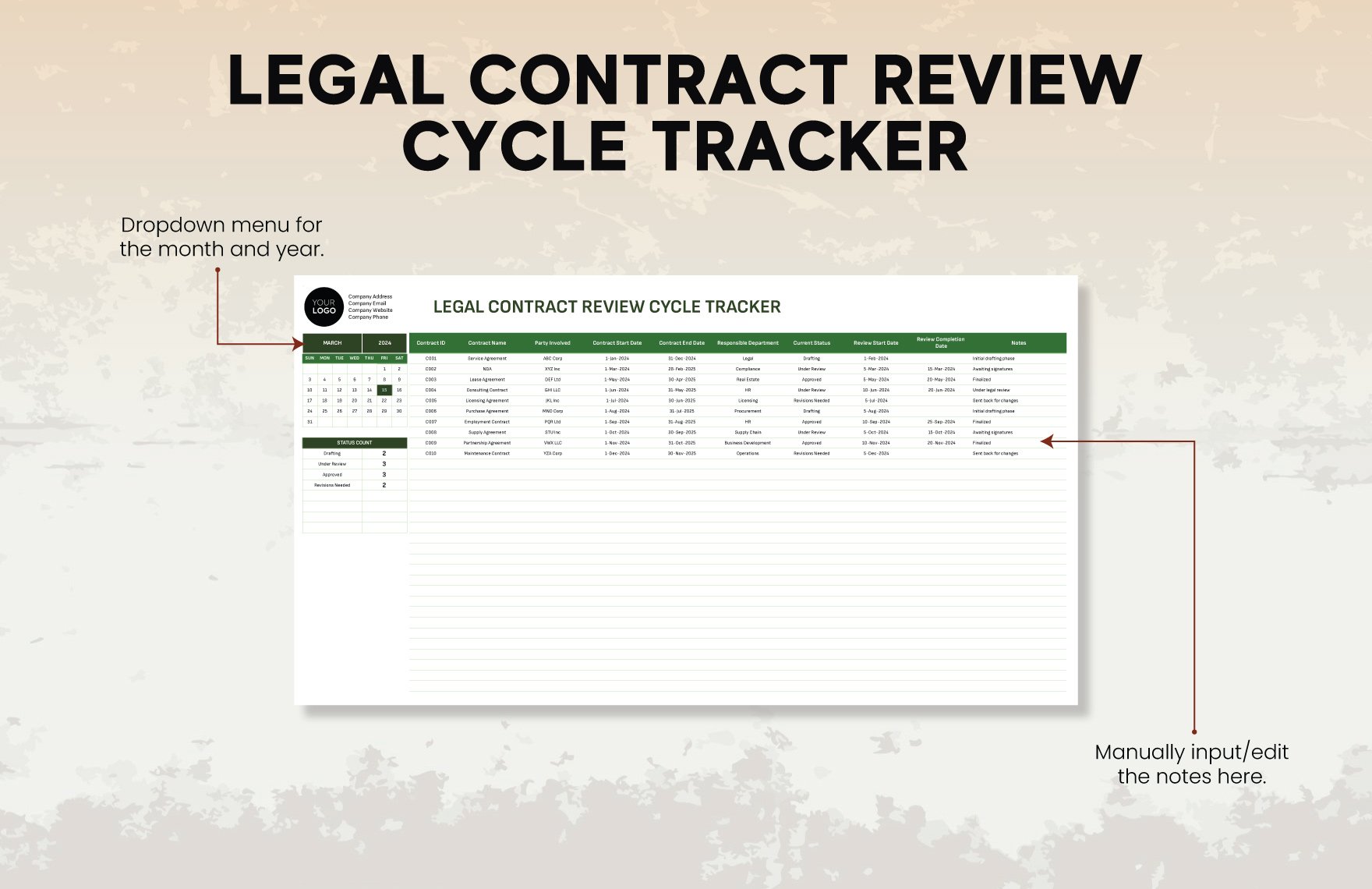 Legal Contract Review Cycle Tracker Template