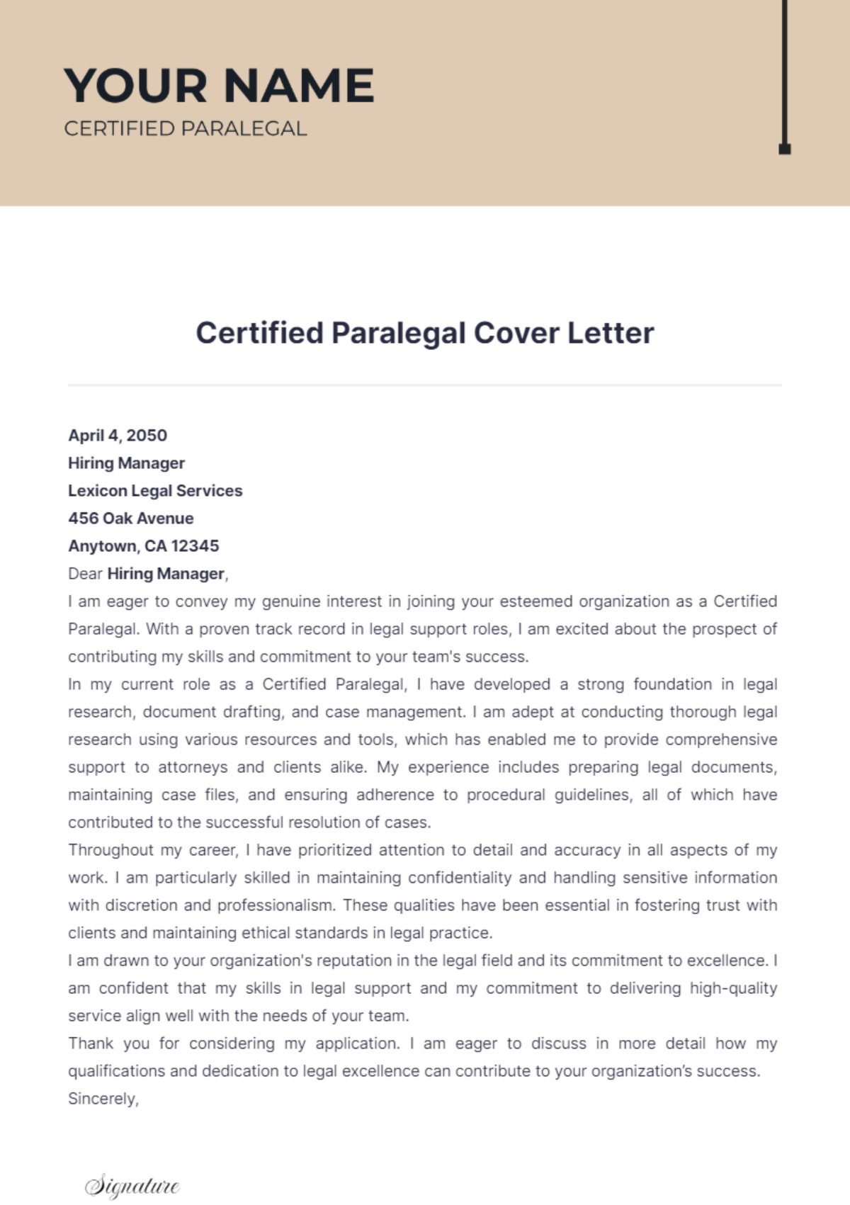 Certified Paralegal Cover Letter - Edit Online & Download