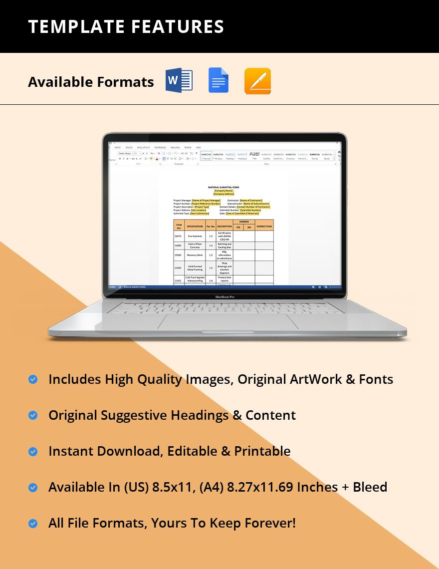 Material Submittal Form Template