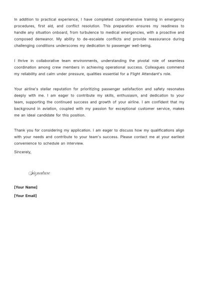 Free Flight Attendant Email Cover Letter to Edit Online