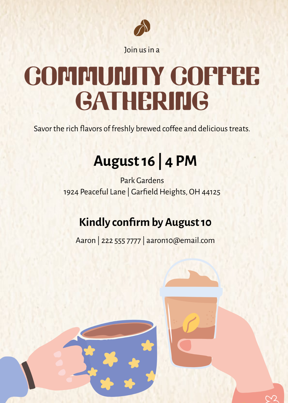 Community Coffee Invitation Template - Edit Online & Download