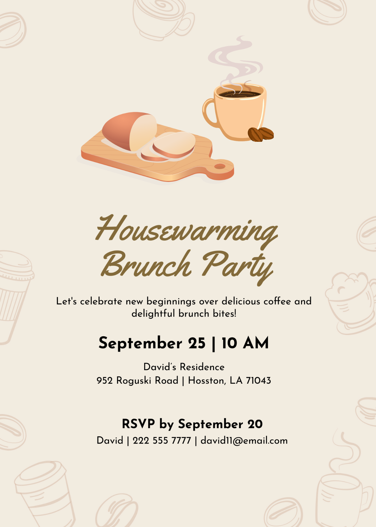 Coffee Housewarming Brunch Invitation Template