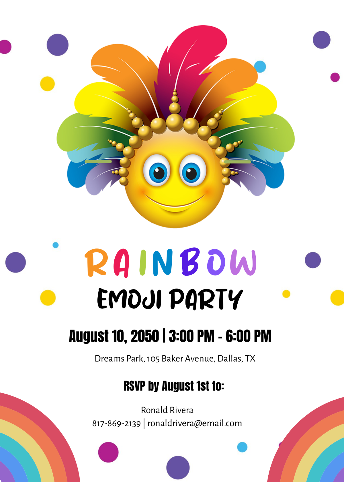 Rainbow Emoji Party Invitation