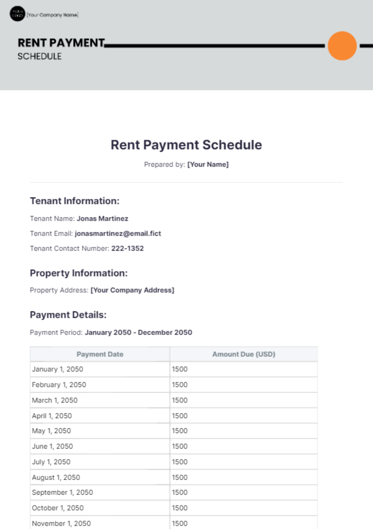 Free Rent Payment Schedule Template - Edit Online & Download | Template.net