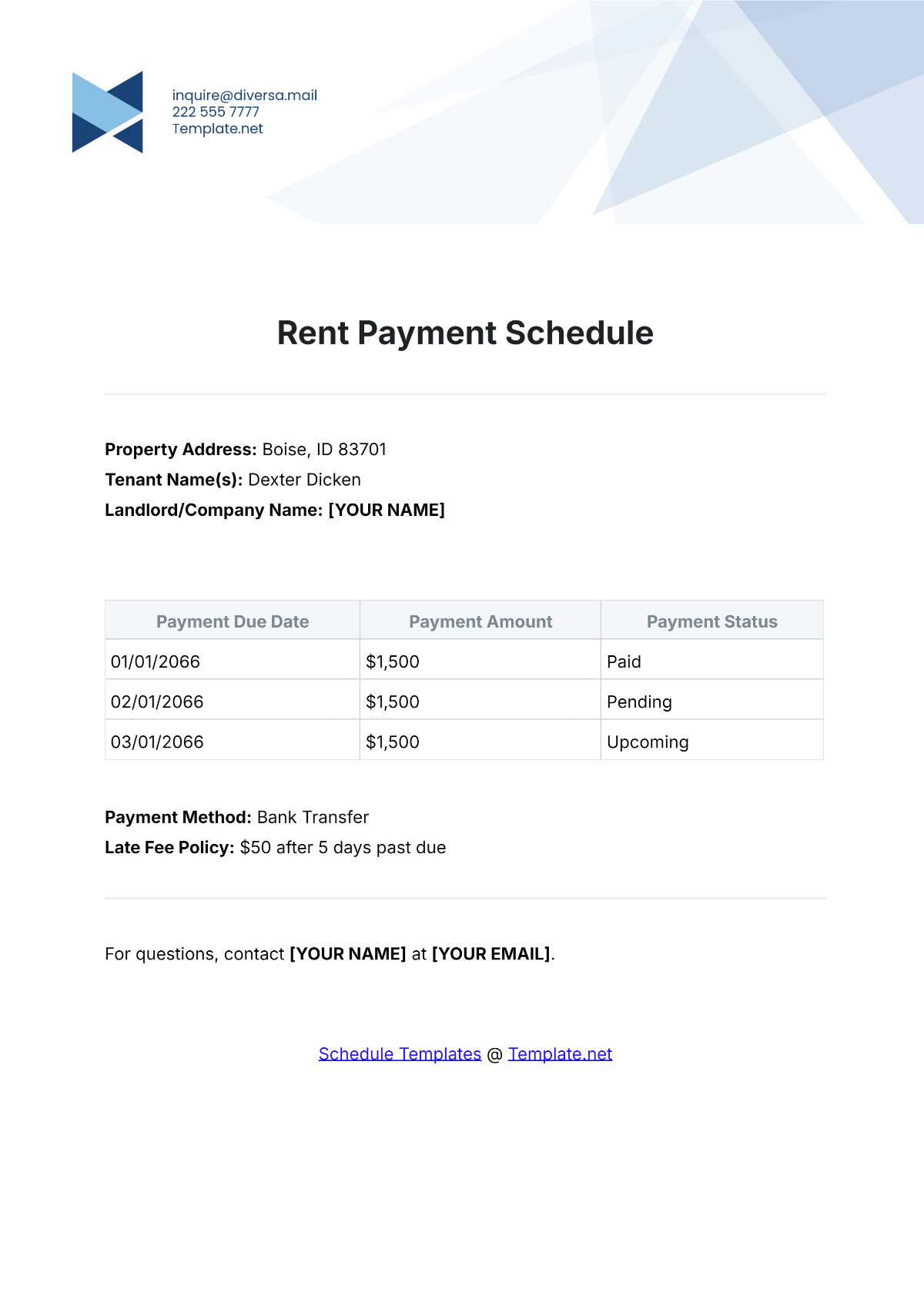 Free Rent Payment Schedule Template To Edit Online Free Rent Payment Schedule Template To Edit Online