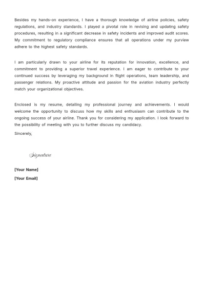 Free Flight Attendant Manager Cover Letter to Edit Online