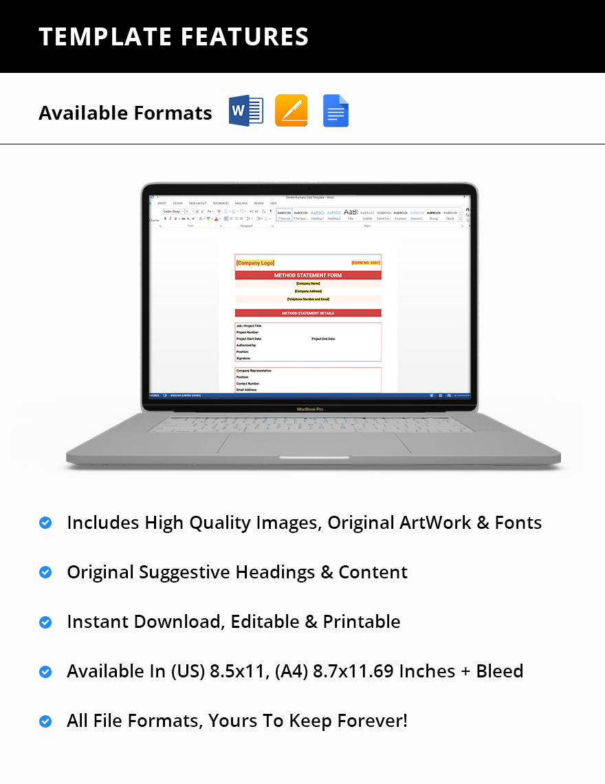 Method Statement Form Template - Google Docs, Word, Apple Pages ...