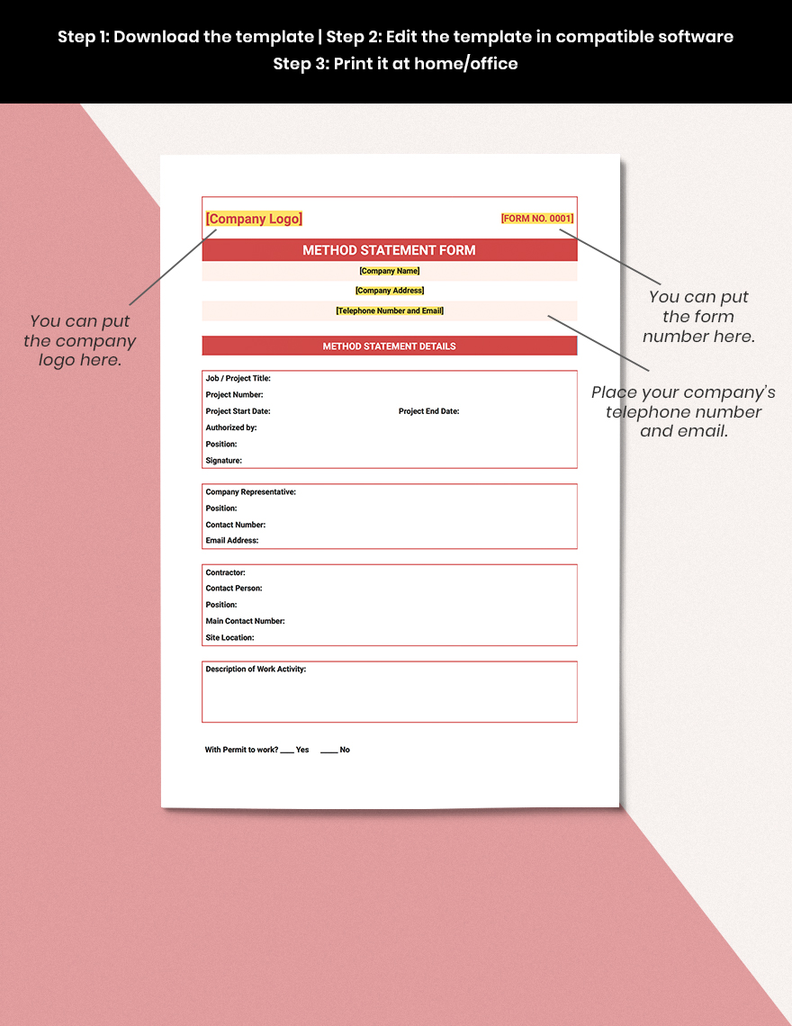 Method Statement Form