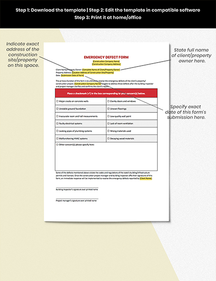 Building Defect Report Template