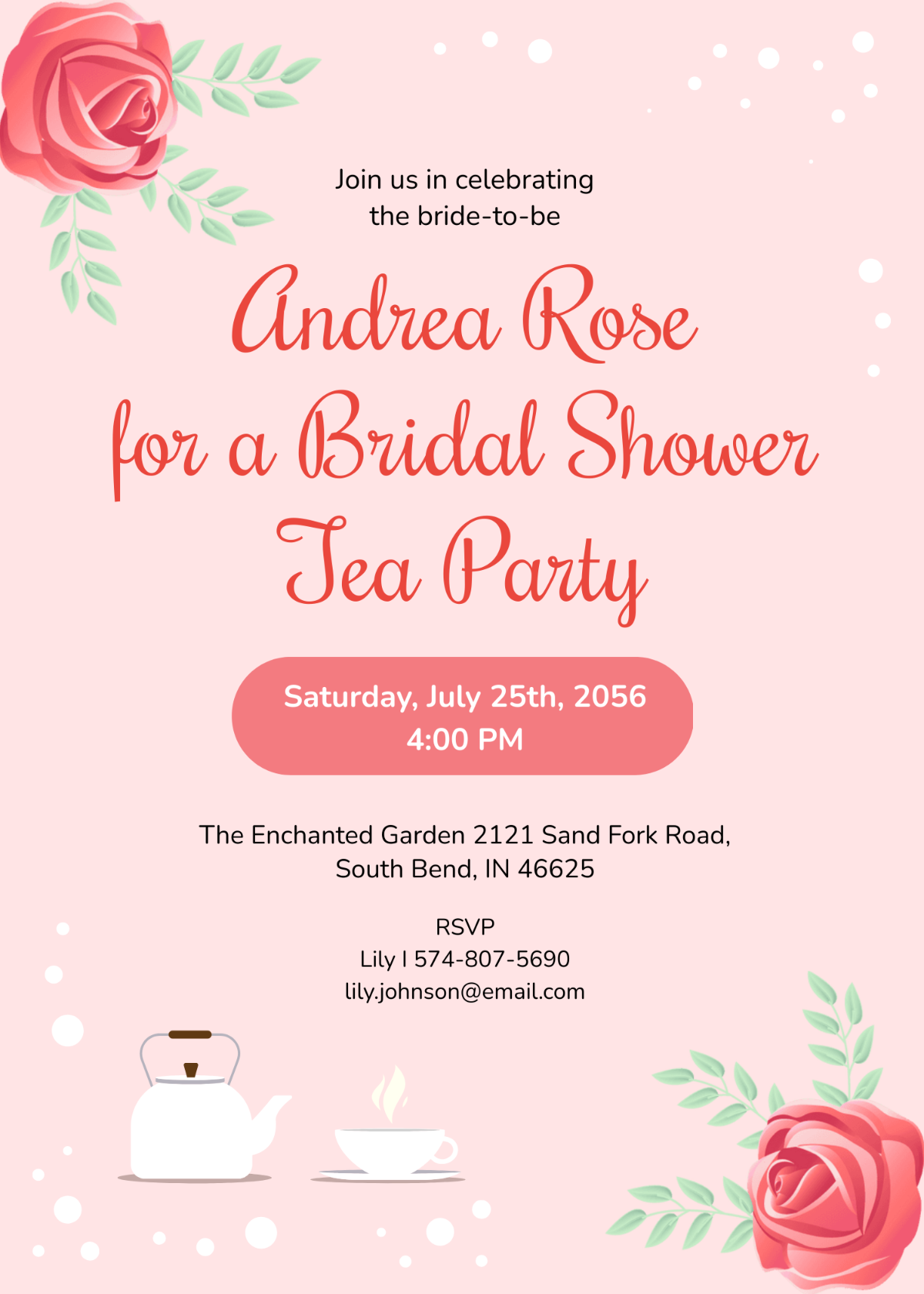 Bridal Romantic Tea Party Invitation