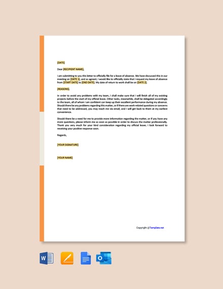 Free Official Leave Letter Template