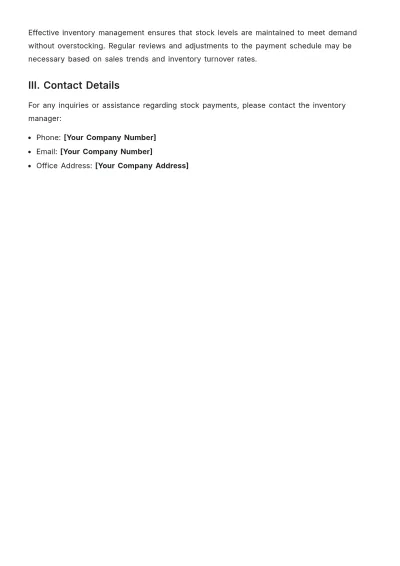 Free Stock Payment Schedule Template to Edit Online