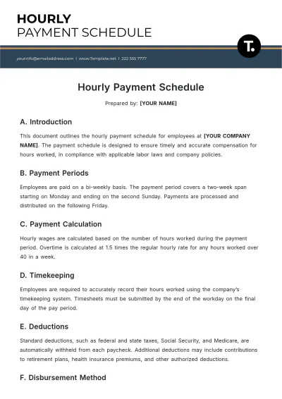 Free Hourly Payment Schedule Template to Edit Online