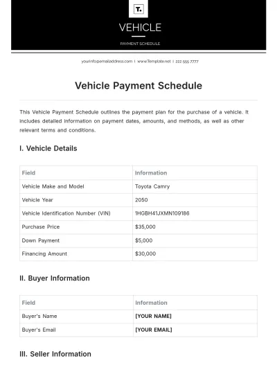Free Vehicle Payment Schedule Template to Edit Online