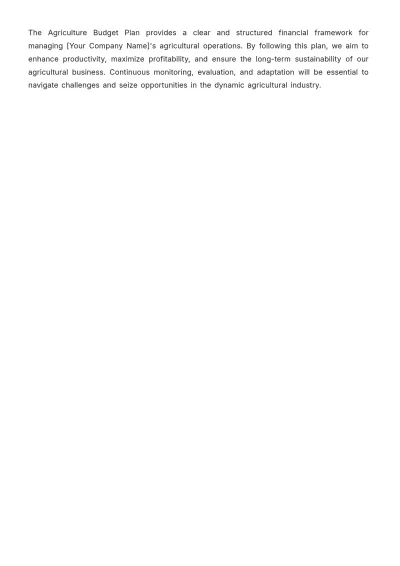 Free Agriculture Budget Plan Template to Edit Online