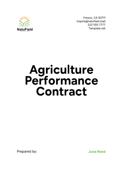 Free Agriculture Performance Contract Template to Edit Online