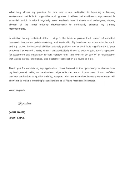 Free Flight Attendant Instructor Cover Letter to Edit Online