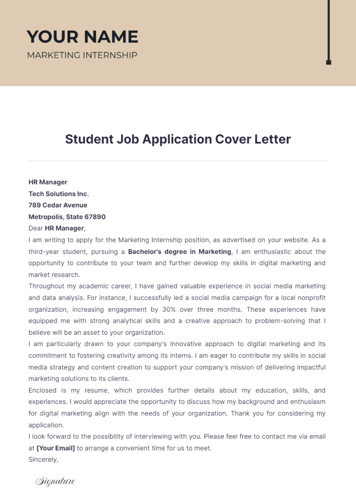 Student Job Application Cover Letter - Edit Online & Download