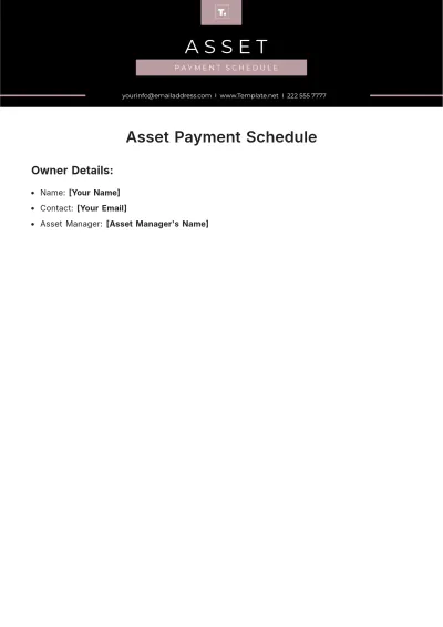 Free Asset Payment Schedule Template to Edit Online